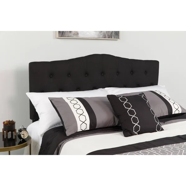 Arched Button Tufted Upholstered Headboard - Black - Full