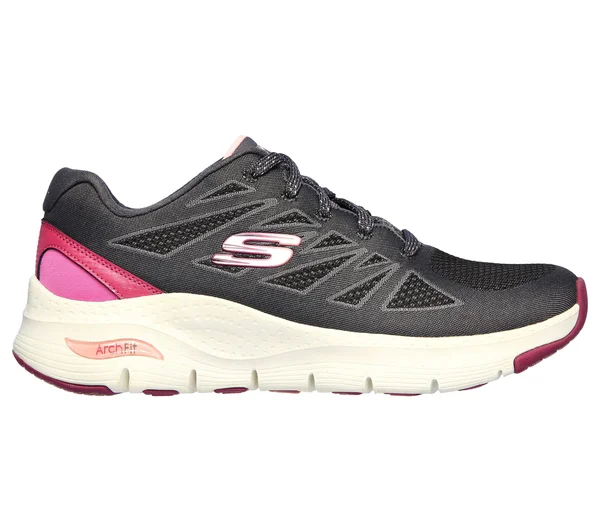 Skechers Arch Fit - She&s Effortless Charcoal/Pink - Size 9.0