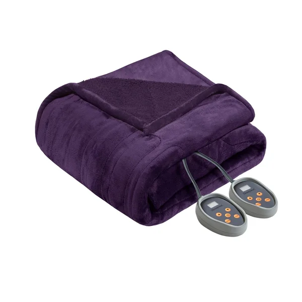 Beautyrest Heated Microlight to Berber Blanket - Purple - King