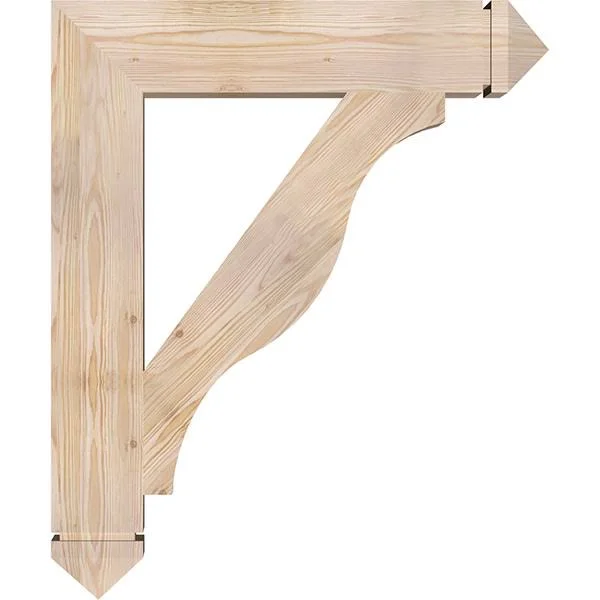 Ekena Millwork 5 1/2x22W x 30x22D x 36x22H Funston Arts & Crafts Smooth BRACKET, Douglas Fir