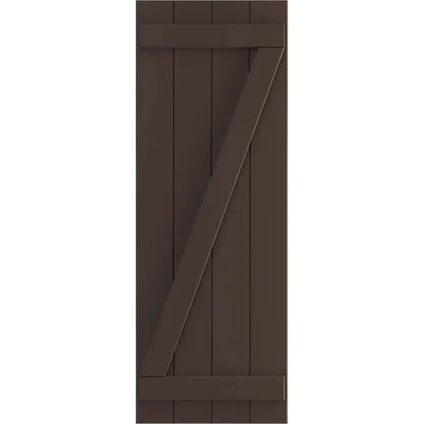 Ekena Millwork 21-1/2x22 x 51x22 True Fit PVC Four Board Joined Board and Batten Shutters w/Z-Bar, Raisin Brown (Per Pair)