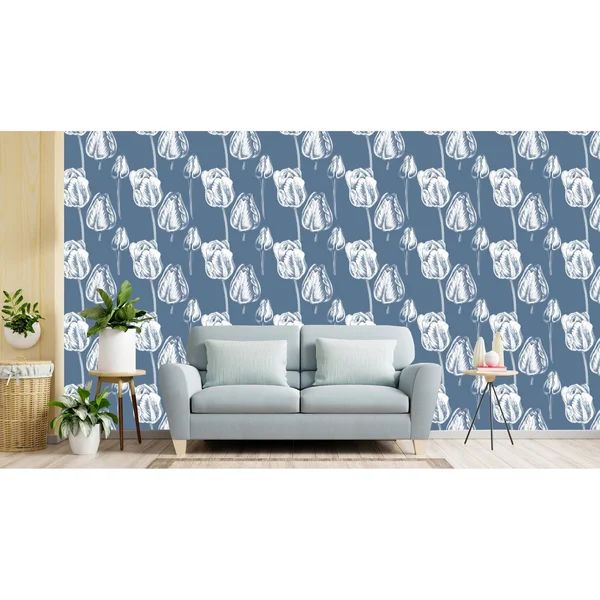 Hartous Vintage Tulips Removable Wallpaper - Size: 10&Large x 24W, Gray