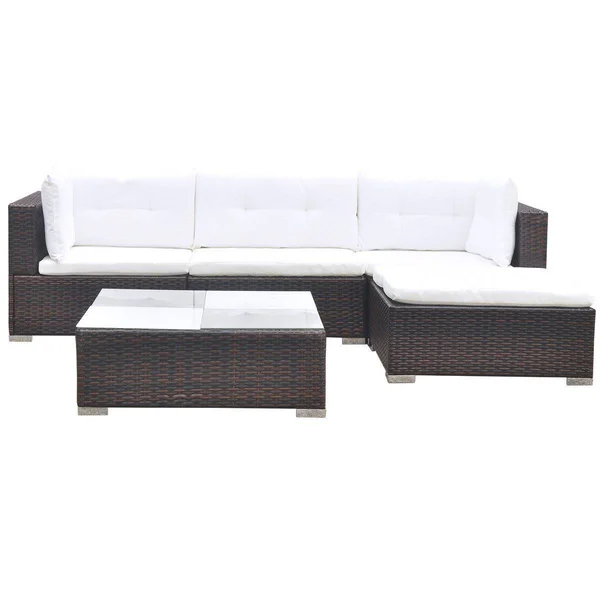 vidaXL 14 Piece Garden Sofa Set Brown Poly Rattan