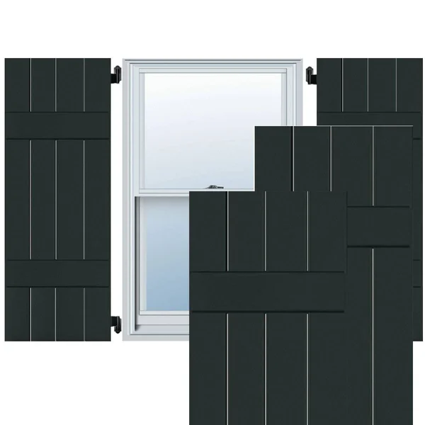 Ekena Millwork 2-Pack 15-in W x 73-in H Black Forest Green Board and Batten Wood Western Red Cedar Exterior Shutters, RWB15X073