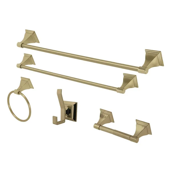 Kingston Brass Monarch 5-Piece Bathroom Accessory Set in Brushed Brass