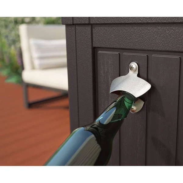 Suncast Outdoor Patio Deck Resin Entertaining Cooler Station Java 4 Pack