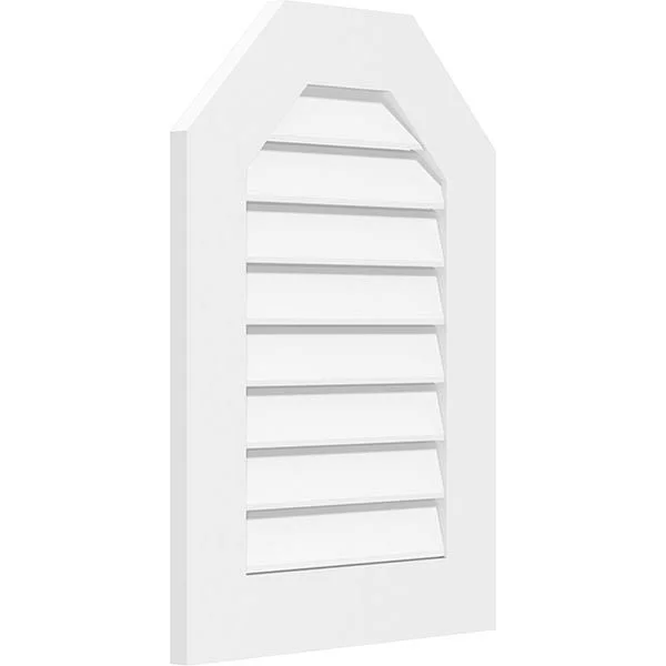 Ekena Millwork GVPOT14X3201SF 14x22W x 32x22H Octagonal Top Surface Mount PVC Gable Vent: Functional, w/ 3-1/2x22W x 1x22P Stand