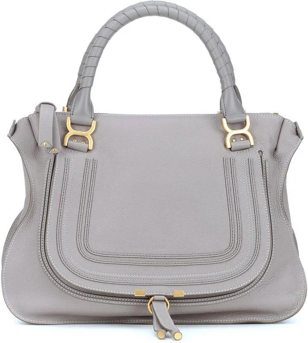 Chloé Large Marcie Leather Satchel - Grey