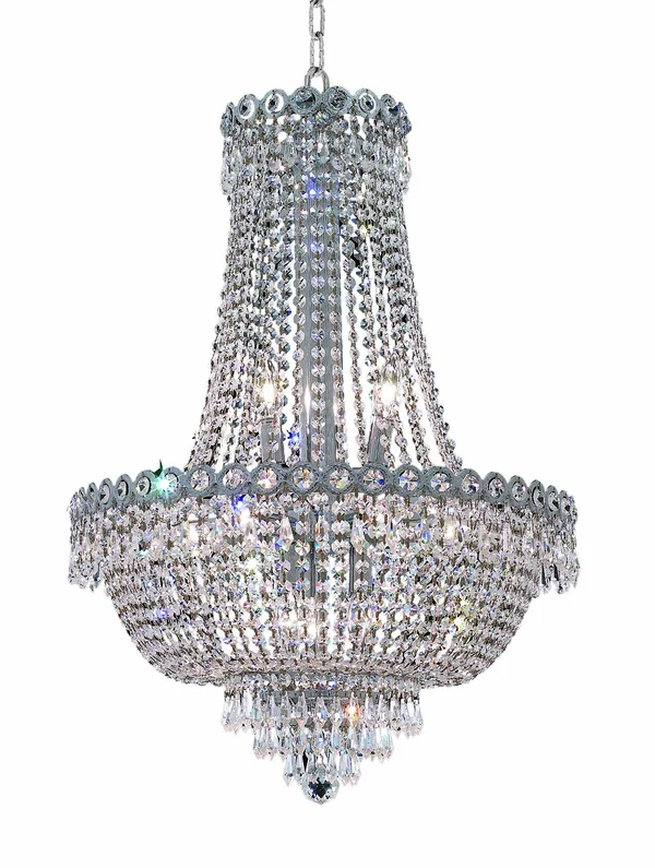 Elegant Lighting V1900D20C/RC Century 12 Light Chrome Chandelier Clear Royal Cut Crystal