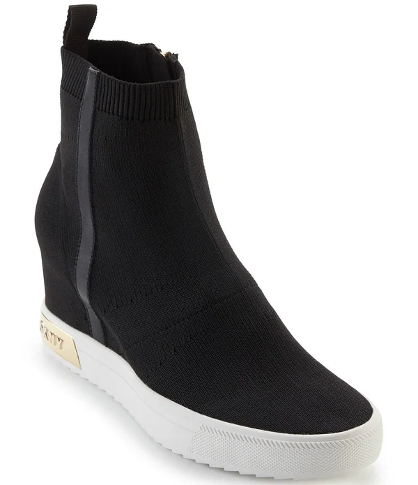 Dkny Cali Logo Wedge Sneaker Booties - 8M