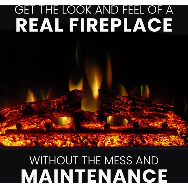 Cambridge 32x22 Sawyer Electric Fireplace Mantel/Enhanced Log - Walnut
