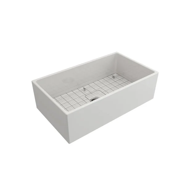 BOCCHI Farmhouse Contempo 33x22 Apron Front Fireclay Single Bowl Kitchen Sink, Sapphire Blue