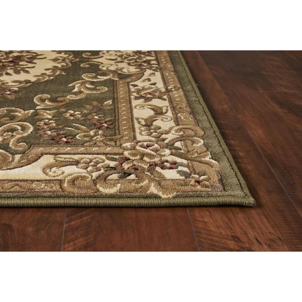 Kas Corinthian 5312 Aubusson 7&7x22 x 10&10x22 Green - Ivory Area Rug