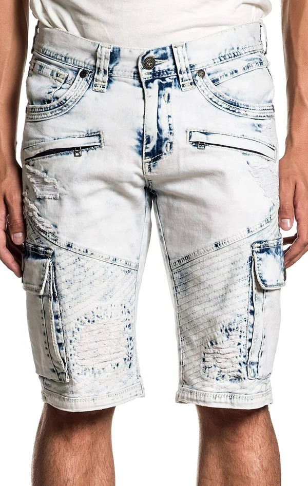 Affliction Hunter Fallen Fulton 110DS105 New Denim (Blue) Fashion Cargo Shorts for Men - Size: 38