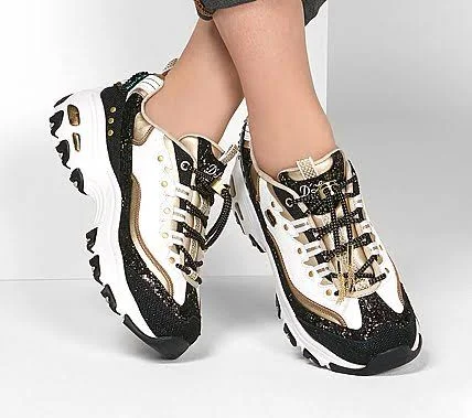 Skechers Women's Premium Heritage: D'Lites - Glamorous View Black/Gold 5.0