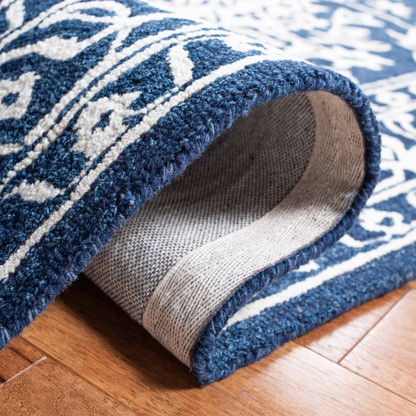 Safavieh Micro-Loop Rug Collection MLP648N - Navy - Ivory - 5' x 5' Square