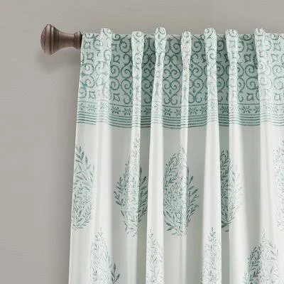 Stephany Floral Room Darkening Thermal Rod Pocket Curtain Panels Curtain Color: Blue - Size per Panel: 52x22W x 95x22L
