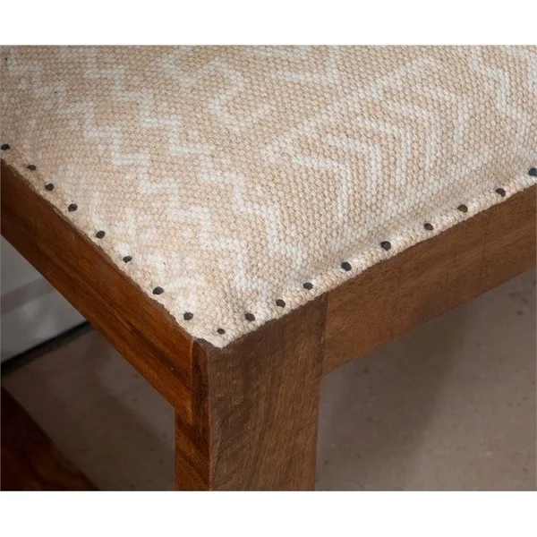 Powell Bridget Wood Upholstered Bench in Natural Brown - PCYMX141