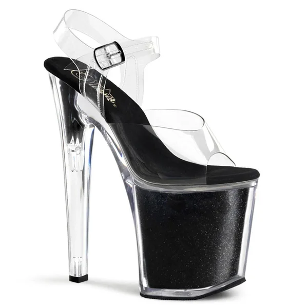 Pleaser - XTREME-808G 11 - Clear/Black Glitter