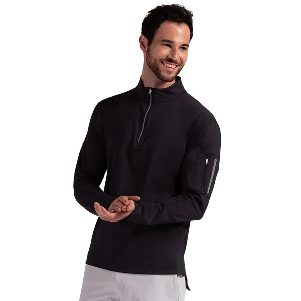 Bloquv Men's Mock Zip Long Sleeve UV Top, Size: XL, Black