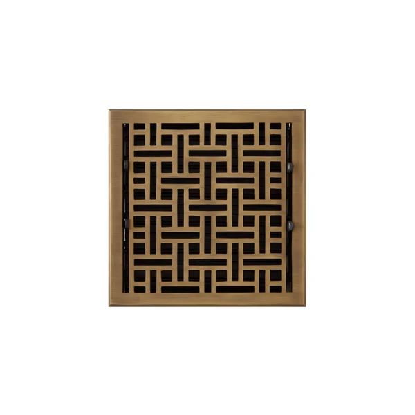 Wicker Style Brass Floor Register - Antique Brass 10x22x10x22 (11x22x11x22 Overall) - Signature Hardware 398210