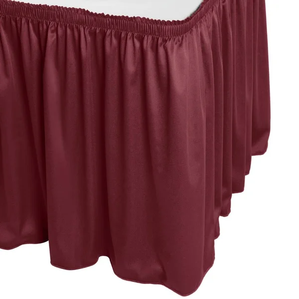 Snap Drape 5412GC29S3-046 Wyndham 21& 6x22 x 29x22 Burgundy Shirred Pleat Table Skirt with Velcro Clips