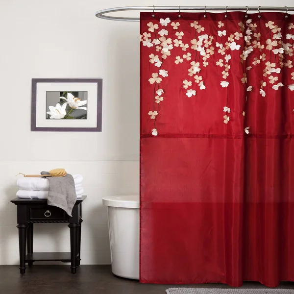 Lush Decor Flower Drops Shower Curtain, Red