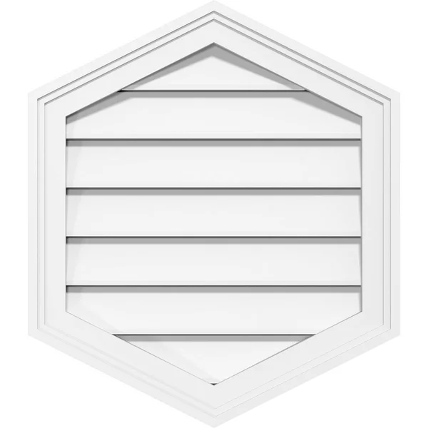 Ekena Millwork GVPVP24X4202SF-14 24x22W x 42x22H Vertical Peaked Surface Mount PVC Gable Vent 14/12 Pitch: Functional, w/ 2x22W