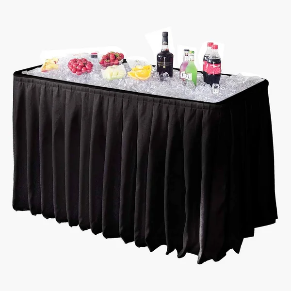 Modern Home 4-Inch Party Ice Bin Table with Skirt (Black), 47.5" x 23.9" x 32.3"