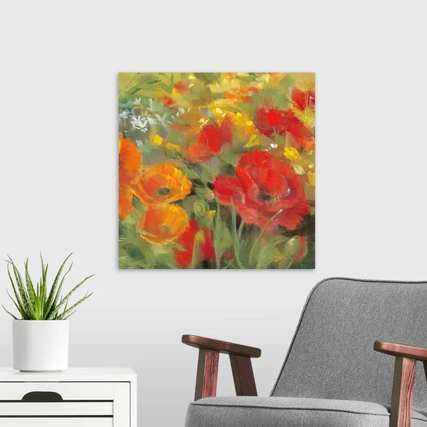Oriental Poppy Field I, Canvas Wall Art, 20x20, Great Big Canvas