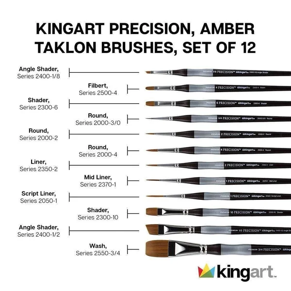 Kingart Precision Brush Set 12/Pkg