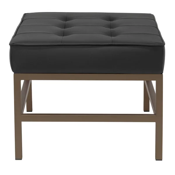 Studio Designs Home Ashlar Tufted Leather Ottoman - Black