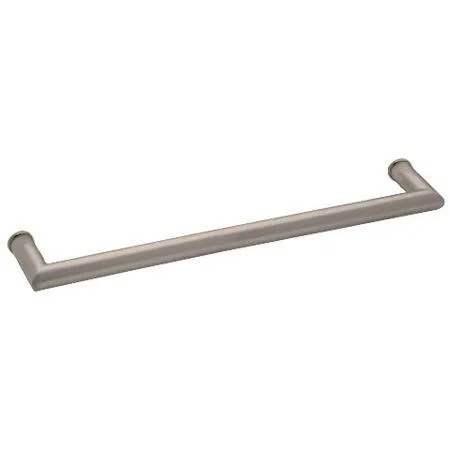 CRL Mt24bn Brushed Nickel 24 inch MT Series Round Tubing Mitered Corner Single-Sided Towel Bar - Silver