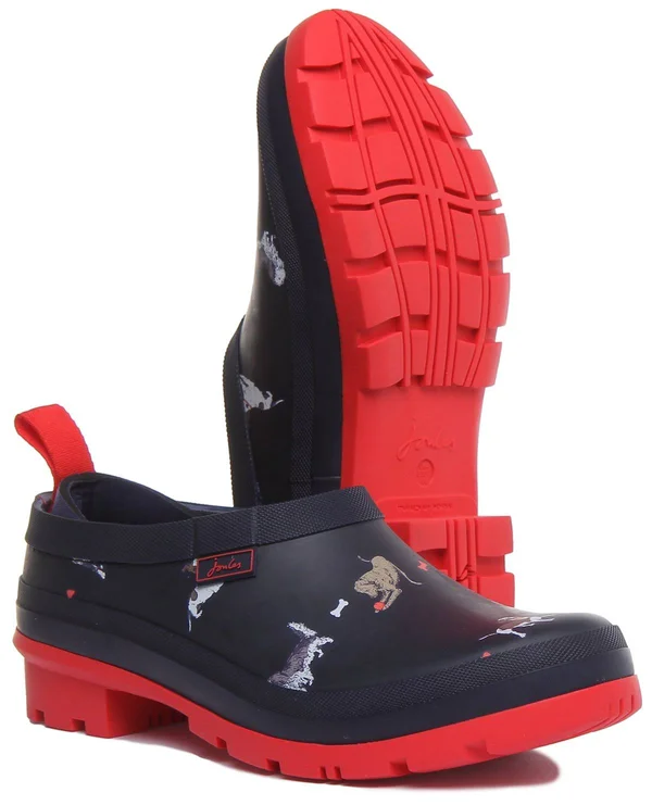 Joules Pop on Women's Wellington Boots - Navy Dogs
