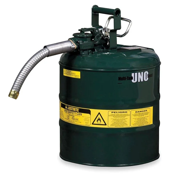 Justrite 7225430 Green Type II Safety Can, 1x22 Hose, 2.5 Gallon