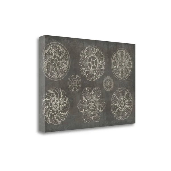 32x22 x 47x22 Rosette IX Gray Giclee Print on Gallery Wrap Canvas