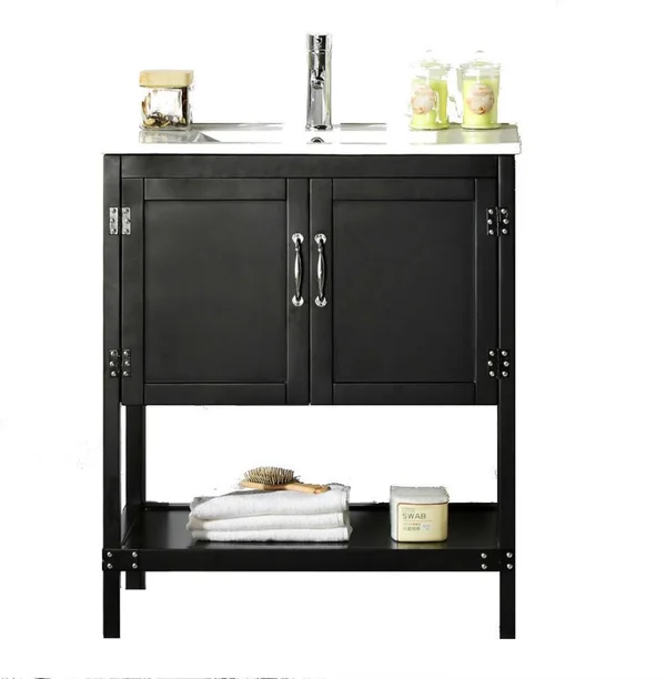 Legion Furniture 30x22 Black Color Wood Sink Vanity with Ceramic Top