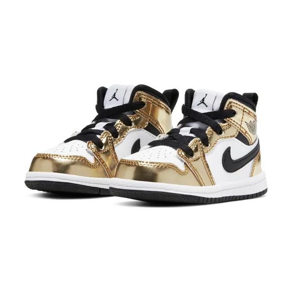 Jordan Boys AJ 1 Mid SE - Shoes Metallic Gold/Black/White Size 10.0