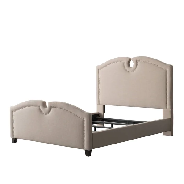 CorLiving Fairfield Cream Fabric Curved Top Bed - King