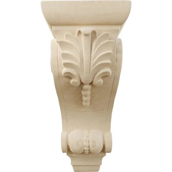 3 3/4x22W x 4 3/8x22D x 8 1/2x22H Medium Fig Leaf Corbel - Rubberwood