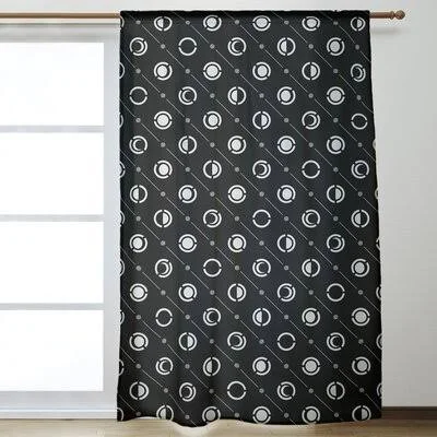Classic Moon Phases Geometric Room Darkening Thermal Rod Pocket Single Curtain Panel Brayden Studio Curtain Color: Black