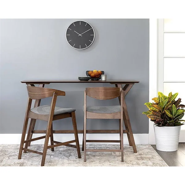Sunpan Haisley Wood Counter Table Set with 4 Counter Stools in Dark Gray - 107251