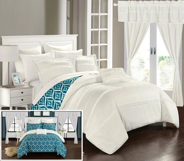 Chic Home Adina 20 Piece Reversible Comforter Set White Queen