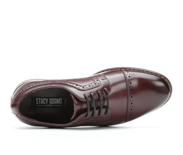 Boys& Stacy Adams Dickinson Perforated Cap Toe Oxford - Kids, Size: 11.5, Burgundy Leather