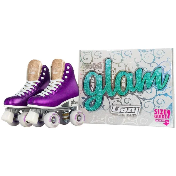Disco Glam Roller Skates - Glamorous Glitter Quad Skates Teal Glitter, US Mens 3.5, US Ladies 4, EU 35