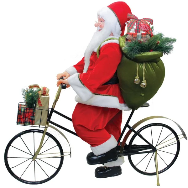 Northlight 42x22 Traditional Santa Claus Riding A Bicycle Commercial Christmas Decoration