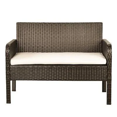 4 Pieces Outdoor Patio Furniture Sets Rattan Chair Wicker Set, Outdoor Use Backyard Porch Garden Poolside Balcony Furniture Sets