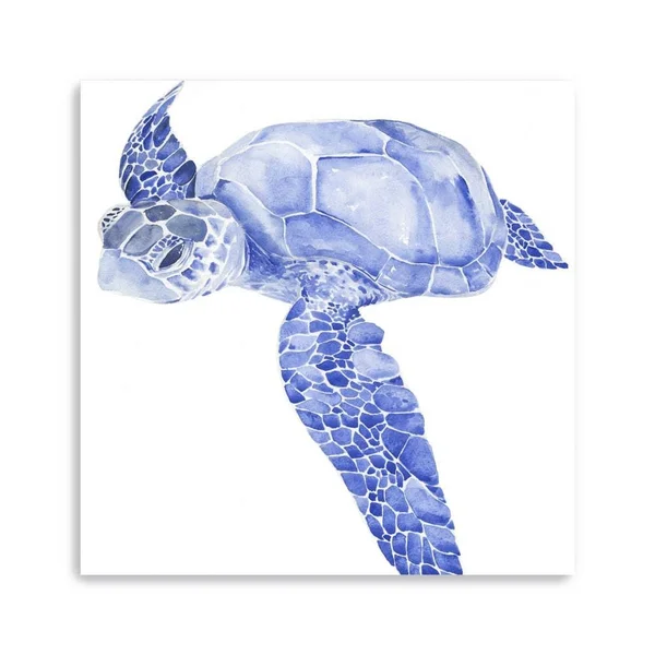 Ultramarine Sea Turtle I Canvas Giclee Blue 3&4x22 x 3&4x22 - Polyester
