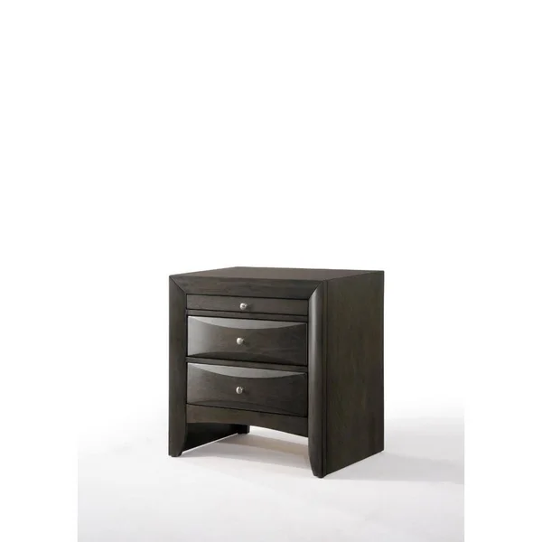 Q-Max Nightstand Crafted with Modern Elements Combining Wood - 3-Drawer