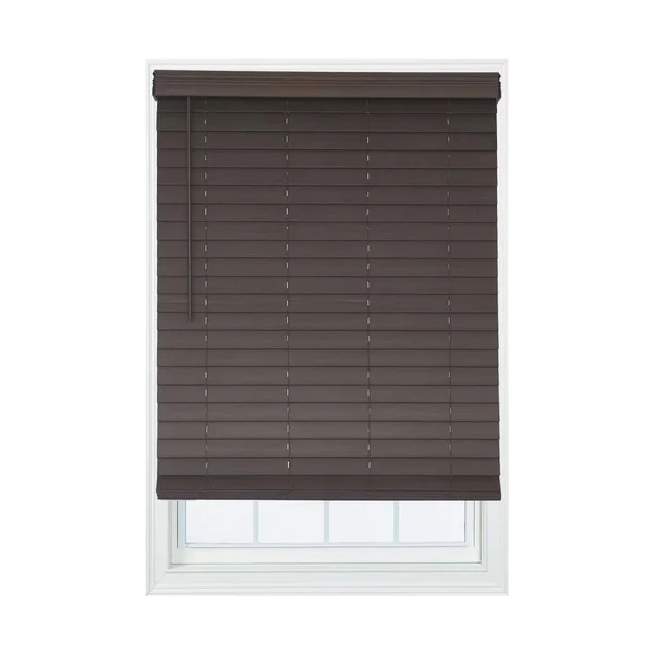 Allen + Roth 2.5-in Slat Width 50.75-in x 72-in Cordless Brown Faux Wood Room Darkening Horizontal Blinds - DFHSC5472-50.75